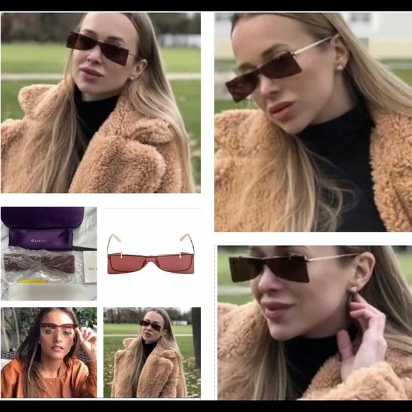 GUCCI UNISEX DK BURGUNDY FUTURISTIC SILHOUETTE FLIP UP SUNGLASSES, VERY COOL Gucci Sunglasses GG1663S 003 Shiny Red Havana - eye-oo.com main image 2